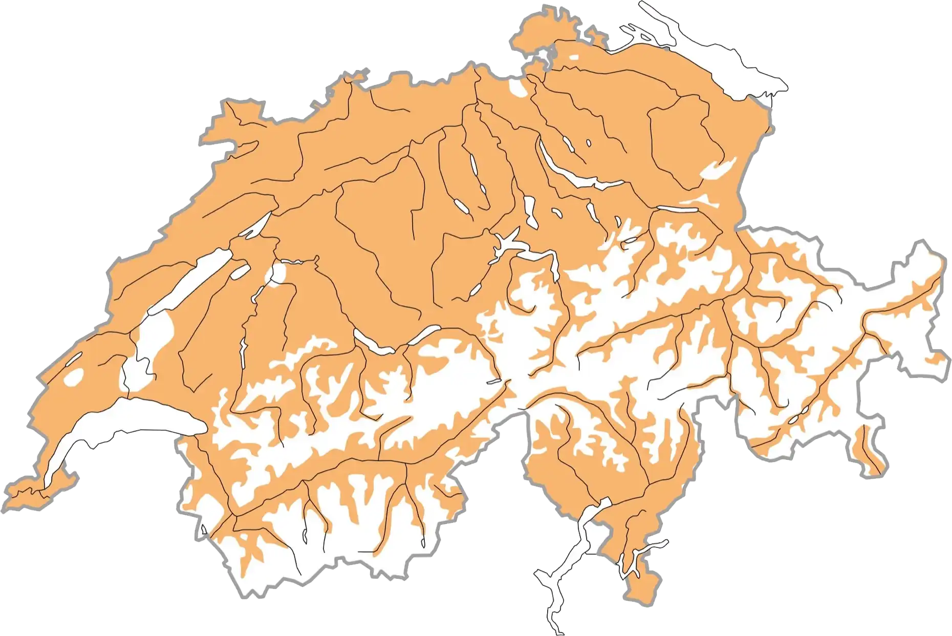 Répartition schématique pendant la période de reproduction (ocre). © Station ornithologique suisse Répartition schématique pendant la période de reproduction (ocre). © Station ornithologique suisse
